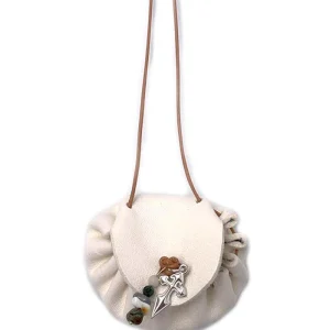 Sautoir Romy Cuir Blanc Croix