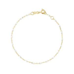 Bracelet Classique Gigi Or Jaune Et Résines Blanches 15cm