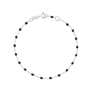 Bracelet Classique Gigi Or Blanc Et Résines Noir 15cm