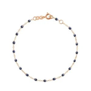 Bracelet Classique Gigi Or Rose Et Résines Bleu Nuit 17cm