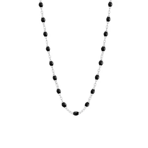 Collier Classique Gigi Or Blanc Et Résines Noir 42 cm