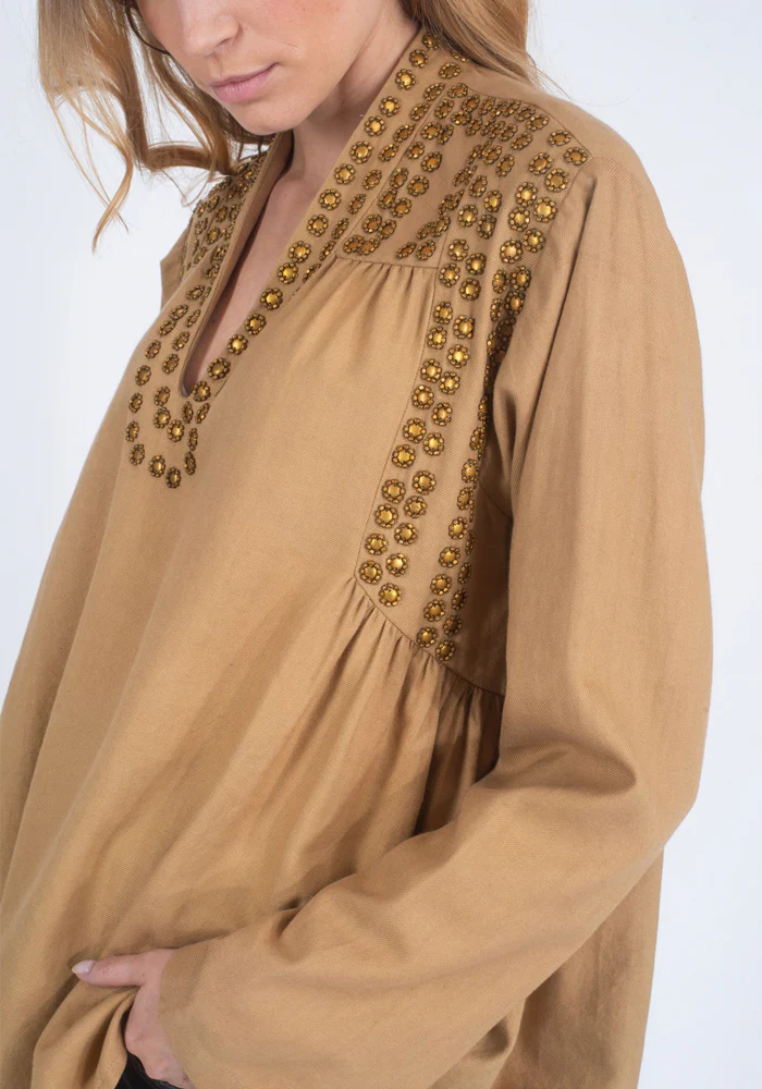 Blouse Bling Camel